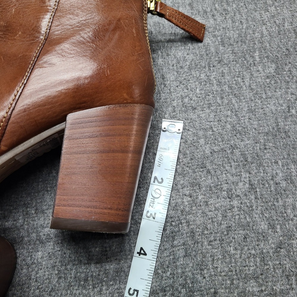 Clarks Lora Lana Ankle Boots Women 7 Tan Leather Excellent Block Heel Zip Up - Picture 8 of 9